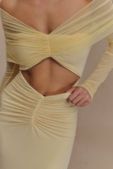 Rafaella Slinky And Mesh Maxi Dress - Lemon