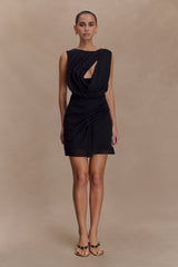 Oria Chiffon Mini Dress - Black