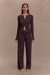 Reese Fitted Knit Cardigan - Dark Chocolate