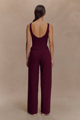 Natalya Knit Wide Leg Pants - Merlot