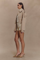 Frank Cropped Collared Jacket - Camel