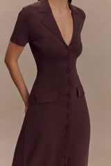 Pearson Short Sleeve Knit Midi Dress - Chocolate