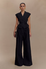 Andina Shortsleeve Linen Top - Black