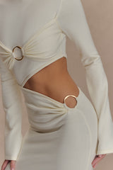 Azariah Long Sleeve Knit Midi Dress - Ivory