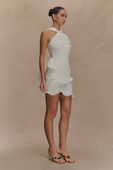 Caprice Halter Knit Mini Dress - White