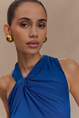 Marlee Asymmetrical Slinky Maxi Dress - Cobalt