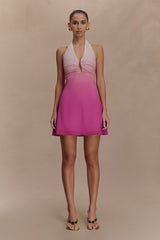 Malakhai Chiffon Halter Mini Dress - Ombre Pink