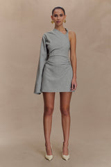 Dorian Twist Shoulder Mini Dress - Charcoal Marle