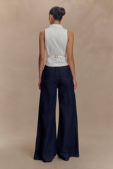 Selene Sleeveless Halter Shirt - White