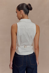 Selene Sleeveless Halter Shirt - White