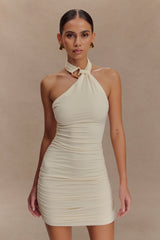 Mariposa Slinky Halter Mini Dress - Ivory