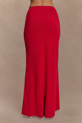 Bruna Slinky Fishtail Maxi Skirt - Red