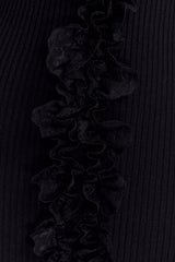 Shay Lace Ruffle Knit Midi Dress - Black