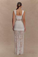 Guinevere Lace And Mesh Maxi Skirt - Ivory