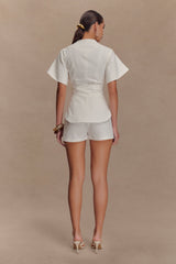 Liberty Cotton Shortsleeve Top - White