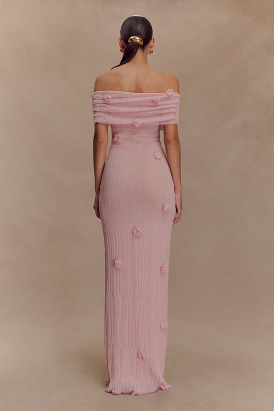 Brynn Orchid Knit Maxi Dress - Pastel Pink