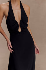 Malakhai Chiffon Halter Maxi Dress - Black
