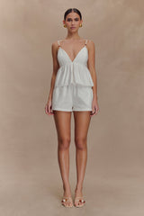 Janayia Cotton Beaded Top - White
