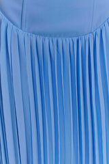 Stacie Pleated Halter Maxi Dress - Bright Blue