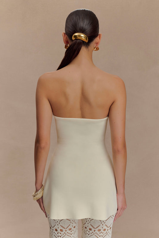 Anette Bandage Knit Strapless Top - Ivory