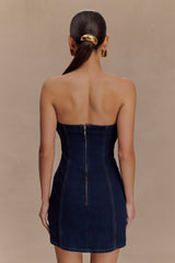 Raesha Frill Denim Mini Dress - Indigo Blue