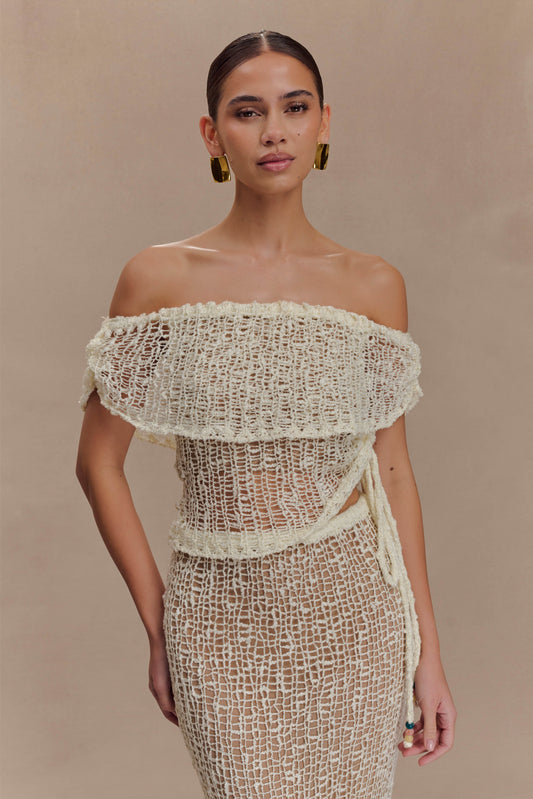 Cordelia Off Shoulder Knit Top - Ivory