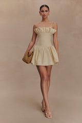 Janis Cotton Frill Mini Dress - Nude