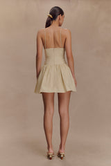 Janis Cotton Frill Mini Dress - Nude