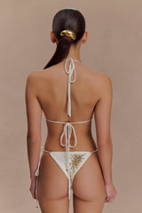 Huntleigh Crochet Bikini Bottom - White & Gold Sunshine Print