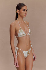 Huntleigh Crochet Bikini Bottom - White & Gold Sunshine Print