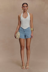 Kylee Embroidered Shorts - Mid Blue
