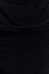 Pruedance Slinky Draped Top With Mesh Overlay - Black