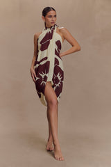Evie Cotton Sarong - Chocolate Deco Fleur Print