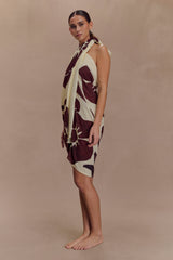 Evie Cotton Sarong - Chocolate Deco Fleur Print