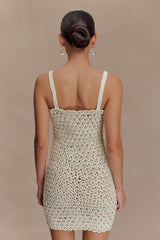 Vanessa Hand Crochet Pearl Mini Dress - Ivory