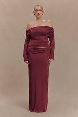 Judy Slinky And Mesh Maxi Skirt - Wine