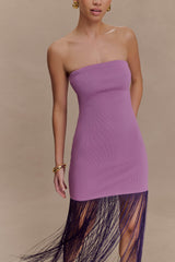 Koah Fringe Bandage Knit Maxi Dress - Purple