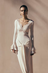 Electra Slinky Lace Maxi Dress - Ivory