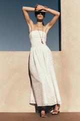 Maureen Broderie Strapless Maxi Dress - White