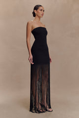 Koah Fringe Bandage Knit Maxi Dress - Black