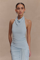 Calandra Slinky Halter Top With Hardware - Pale Blue