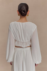 Carlie Chiffon Cross Tie Top - Ivory