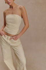 Ebony Embroidered Denim Corset - Cream