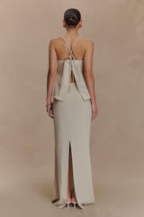 Casey Linen Corded Embroidered Linen Top - Natural