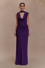 Giulia Chiffon Draped Maxi Dress - Purple
