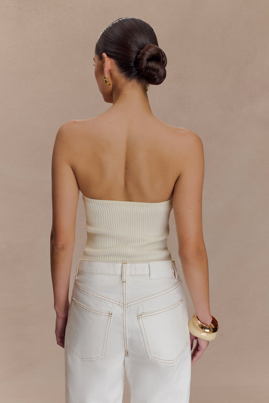 Elodie Strapless Cupped Knit Top - Ivory