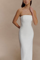 Kalila Strapless Crepe Maxi Dress - White