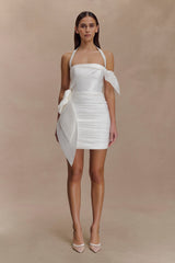 Claudine Taffeta Floral Mini Dress - White