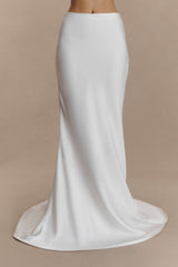 Clara Fishtail Maxi Skirt - White
