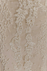 Eva Hand Beaded Pearl & Lace Maxi Dress - White